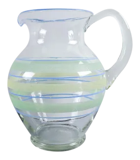 1930s Vintage Hand Blown Glass Pitcher