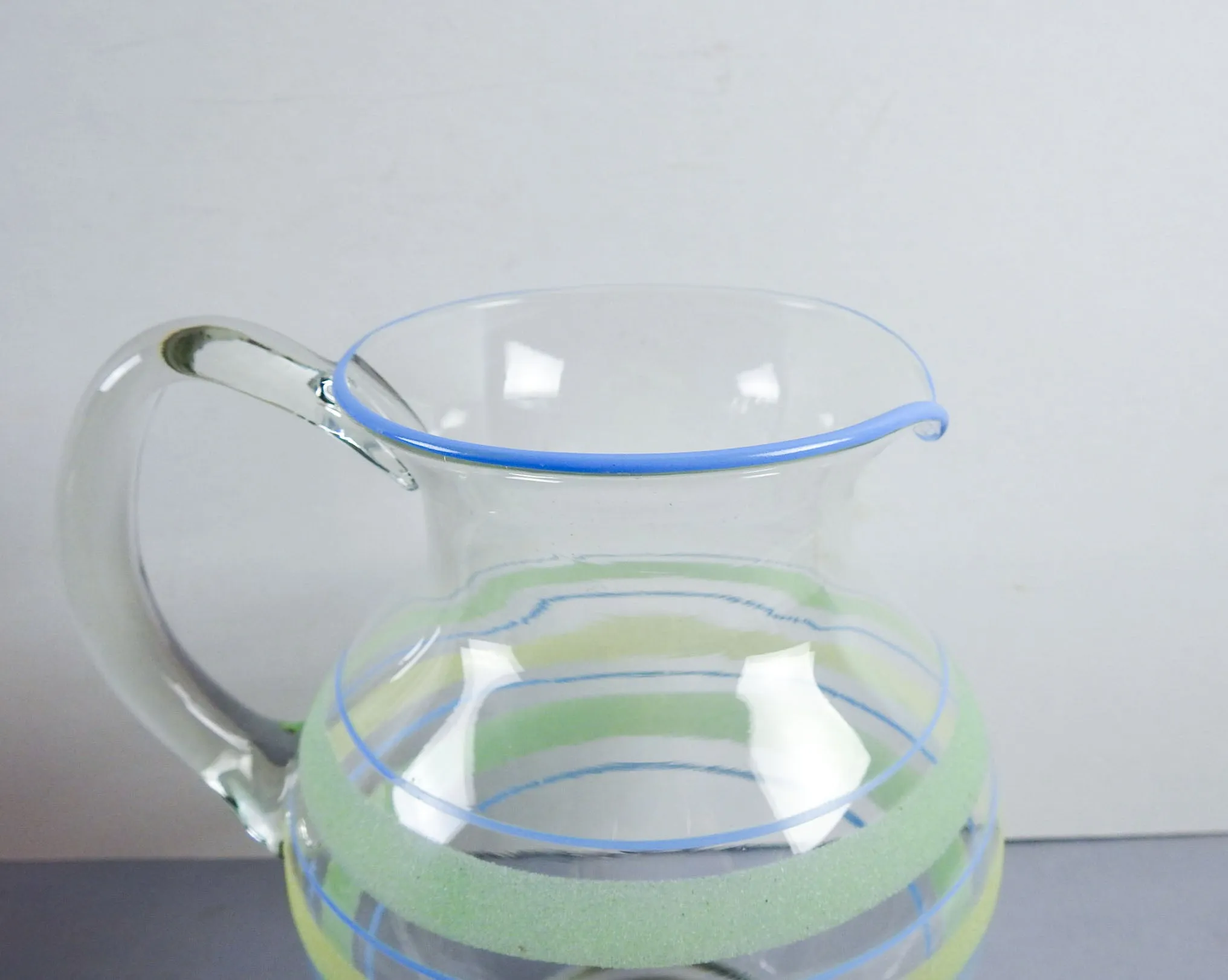 1930s Vintage Hand Blown Glass Pitcher