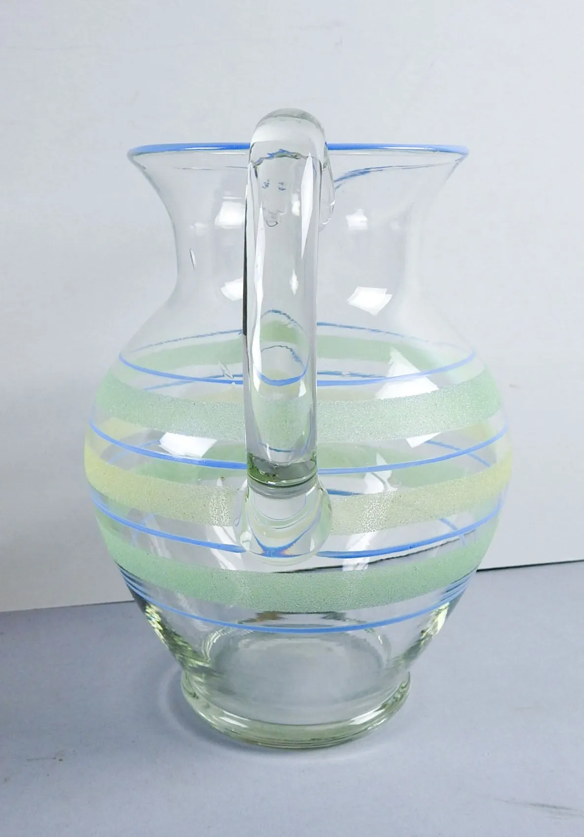 1930s Vintage Hand Blown Glass Pitcher