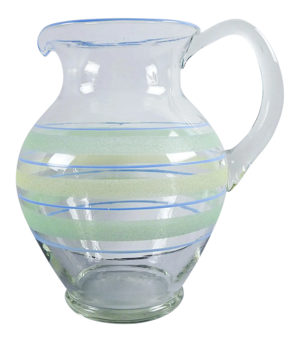 1930s Vintage Hand Blown Glass Pitcher