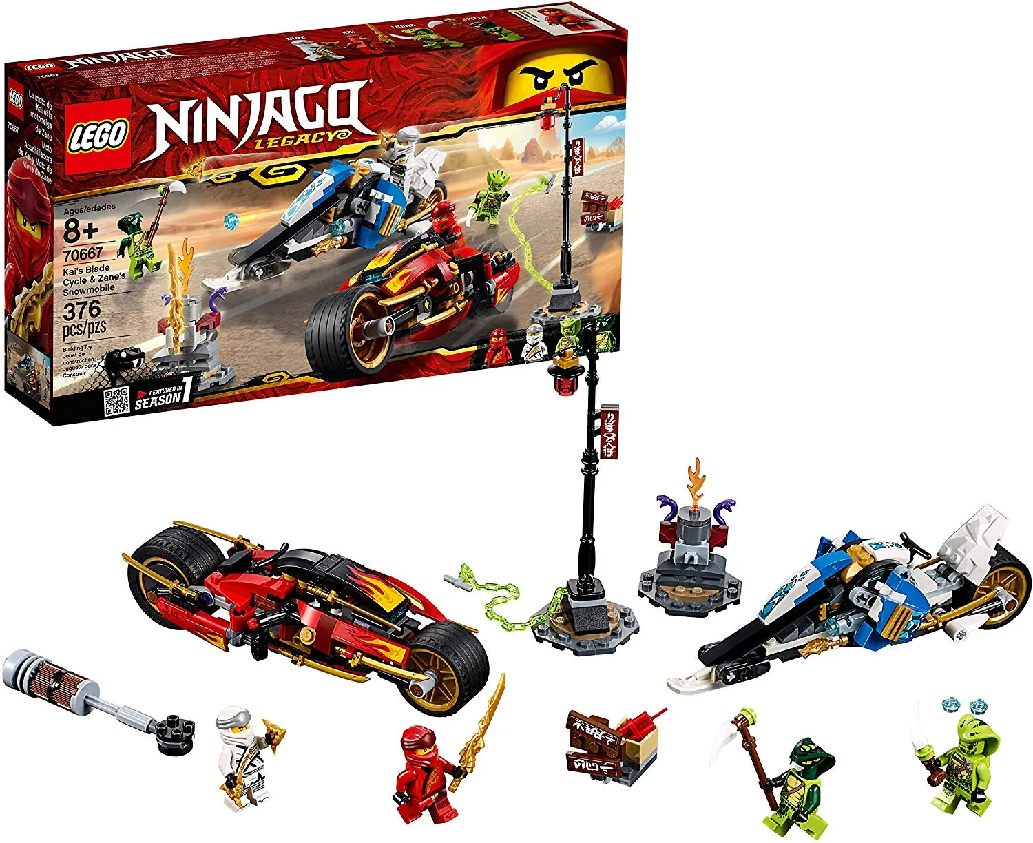 70667 LEGO Ninjago Kai's Blade Cycle & Zane's Snowmobile