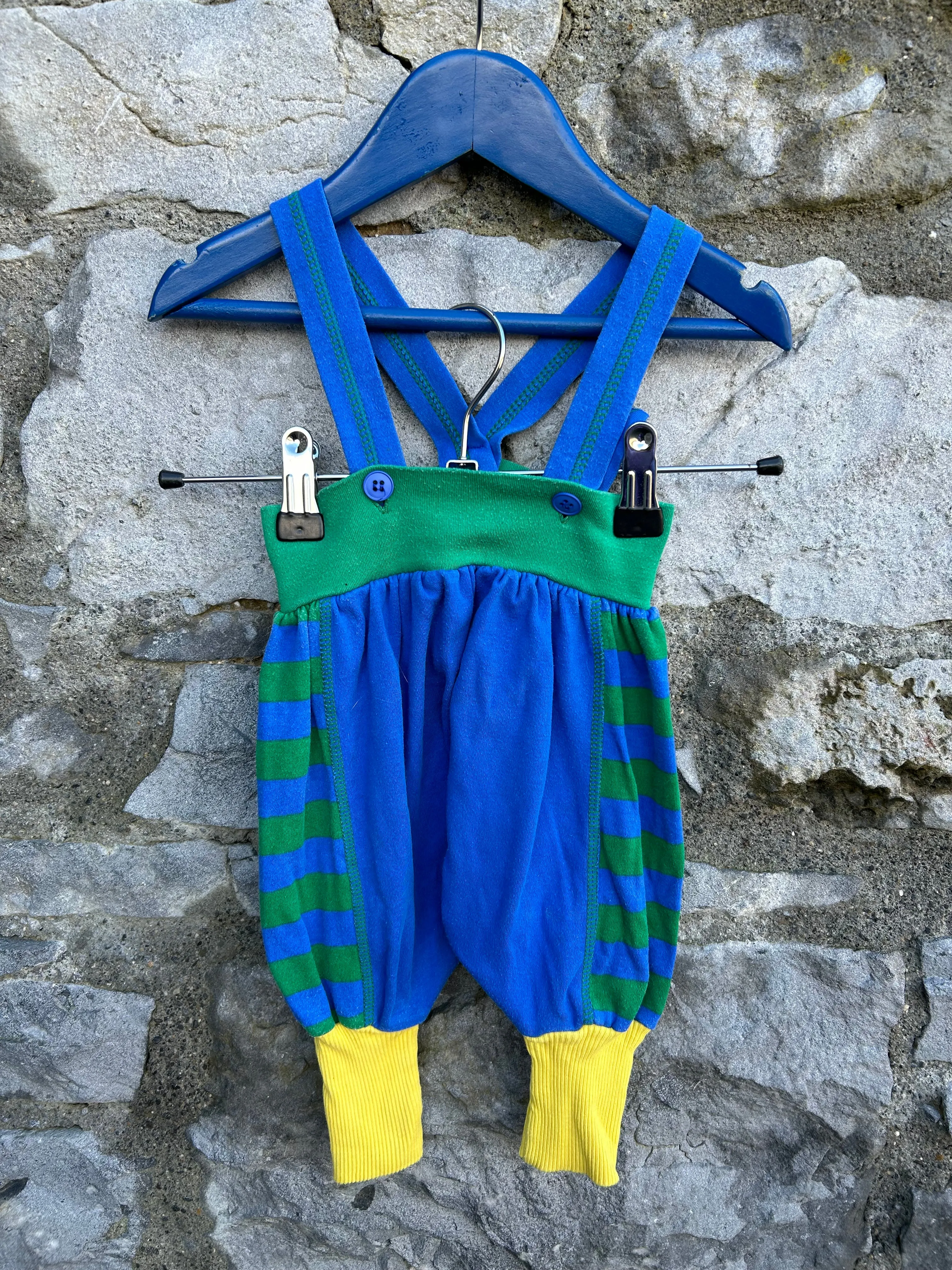 80s blue&green dungarees  0-3m (56-62cm)