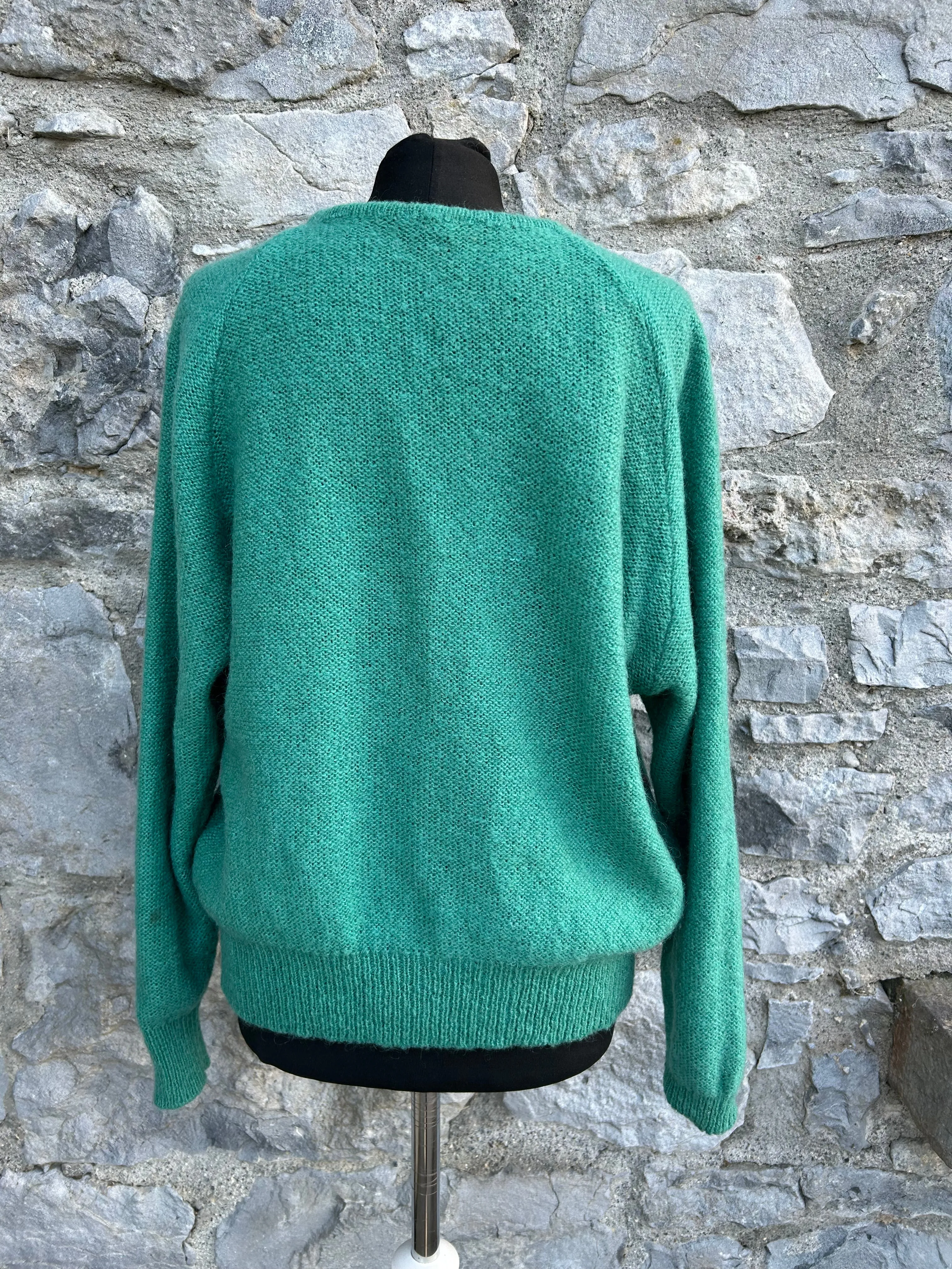 80s green embroidered jumper uk 14