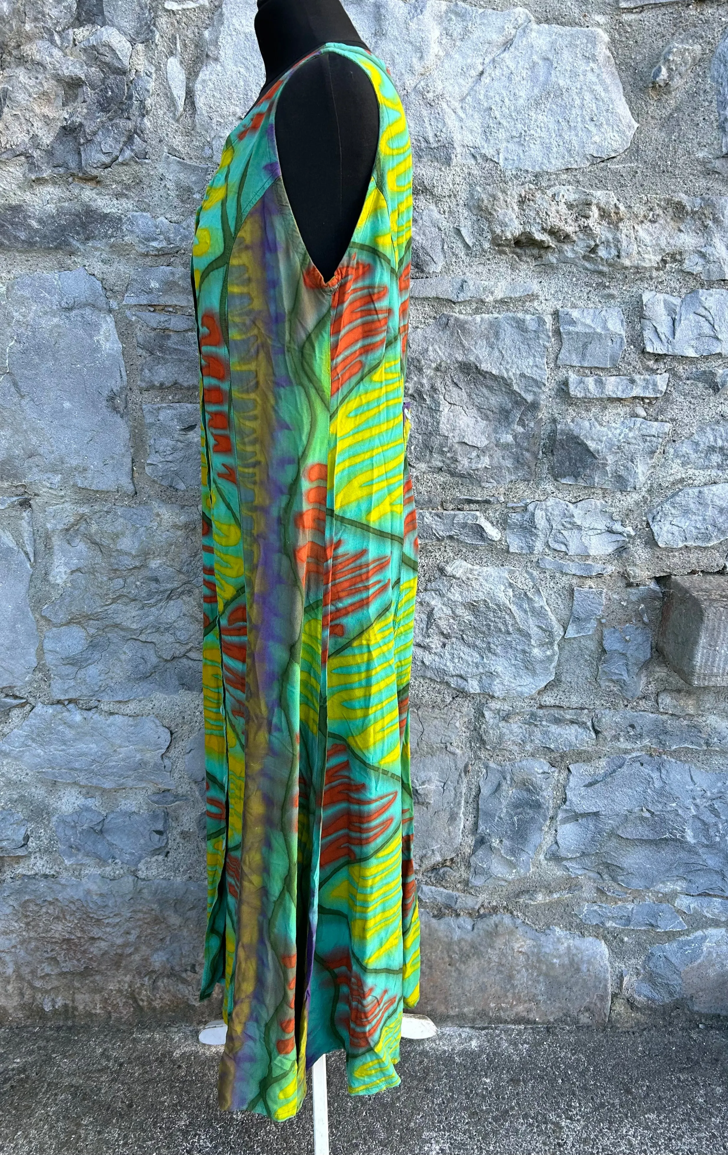 80s green geometric dress uk 12