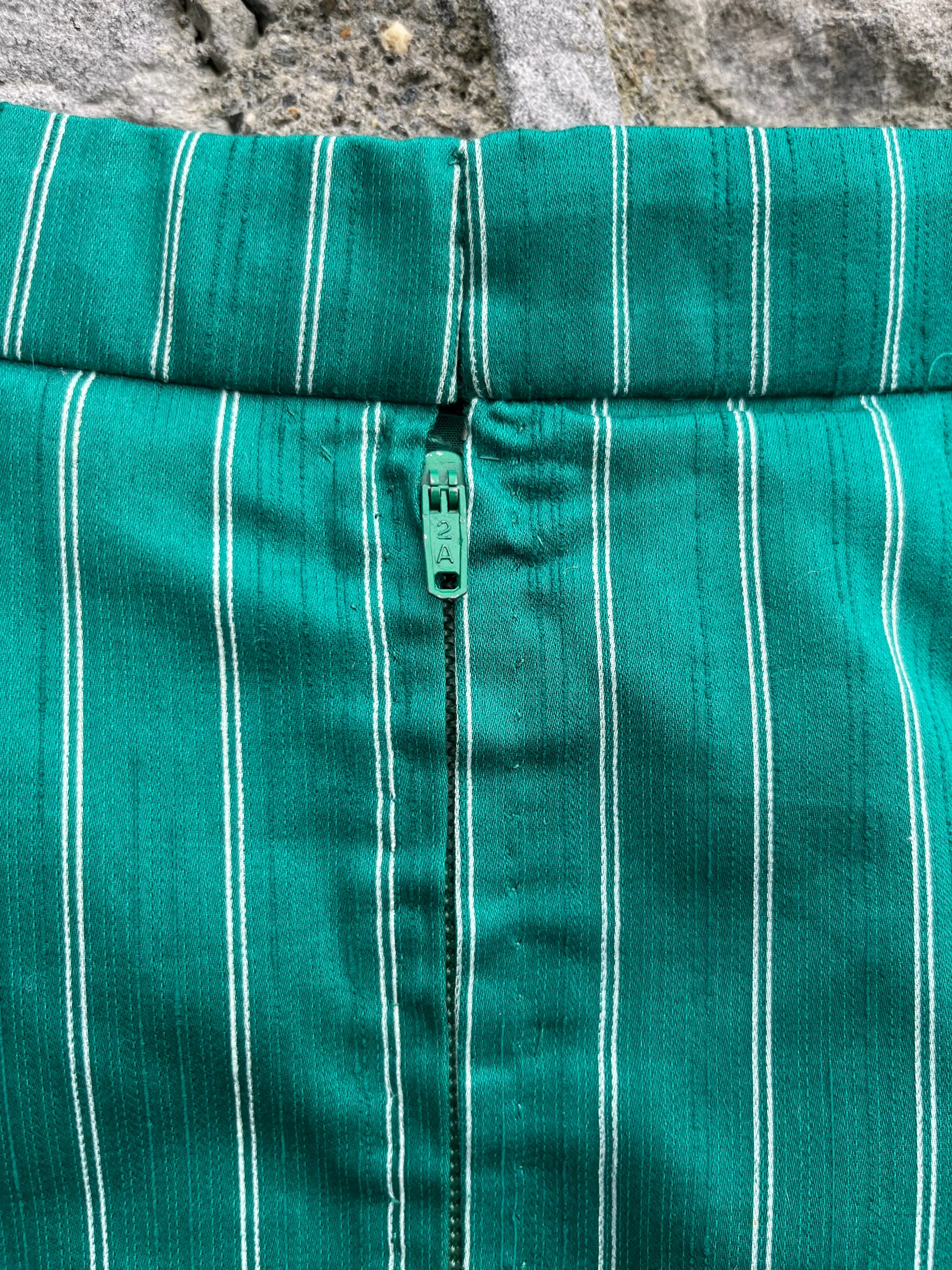 80s green stripy skirt uk 14