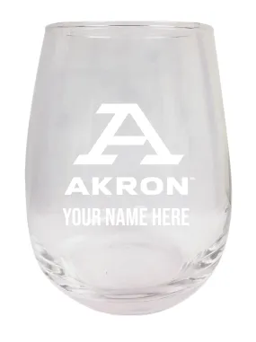 Akron Zips Customizable 15 oz Engraved Stemless Wine Glass Officially Licensed Collegiate Product