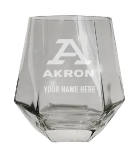 Akron Zips Customizable Stemless Diamond Wine Glass Engraved 10 oz Officially Licensed Collegiate Product