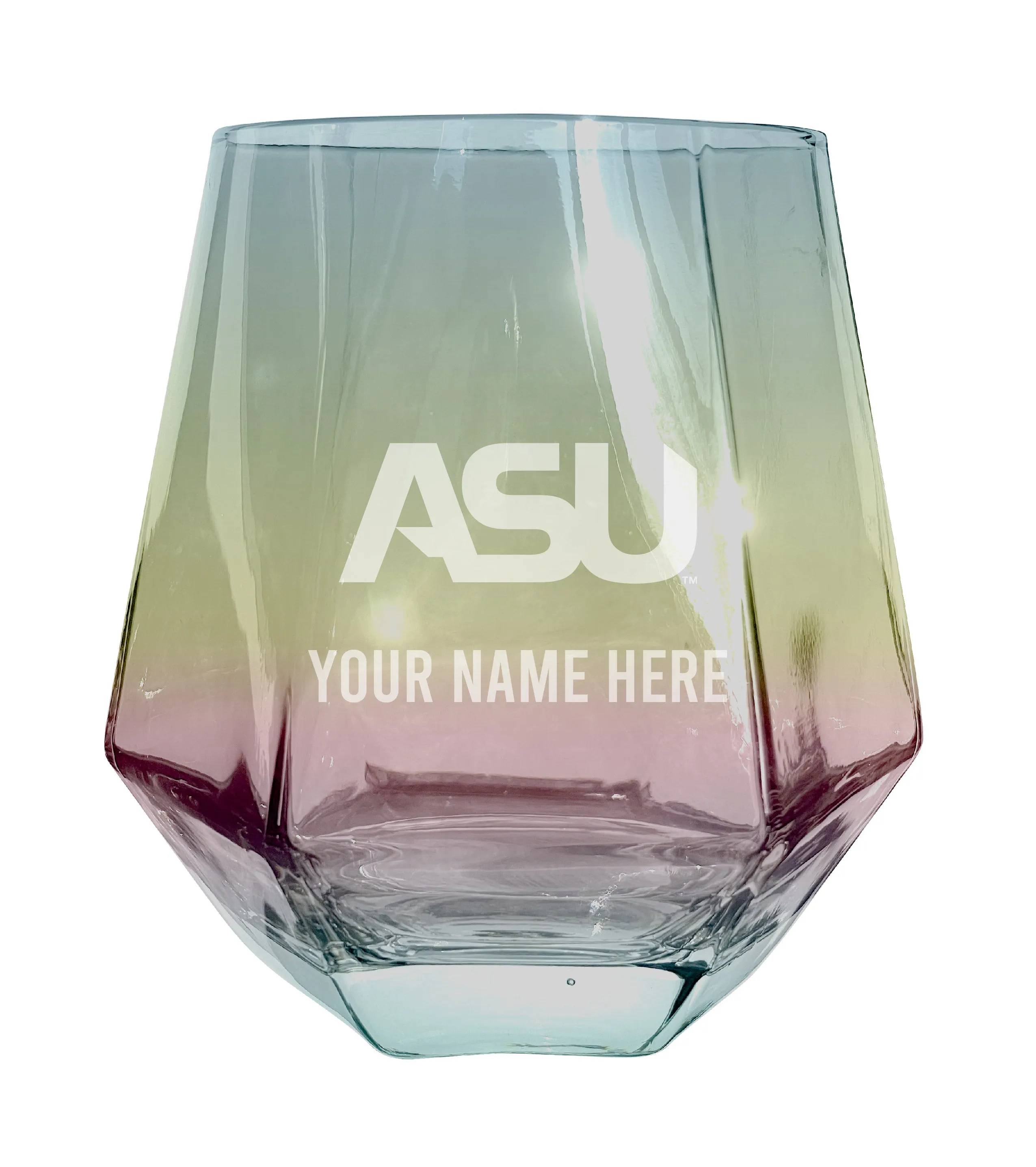 Alabama State University Customizable Stemless Diamond Wine Glass Engraved 10 oz Officially Licensed Collegiate Product