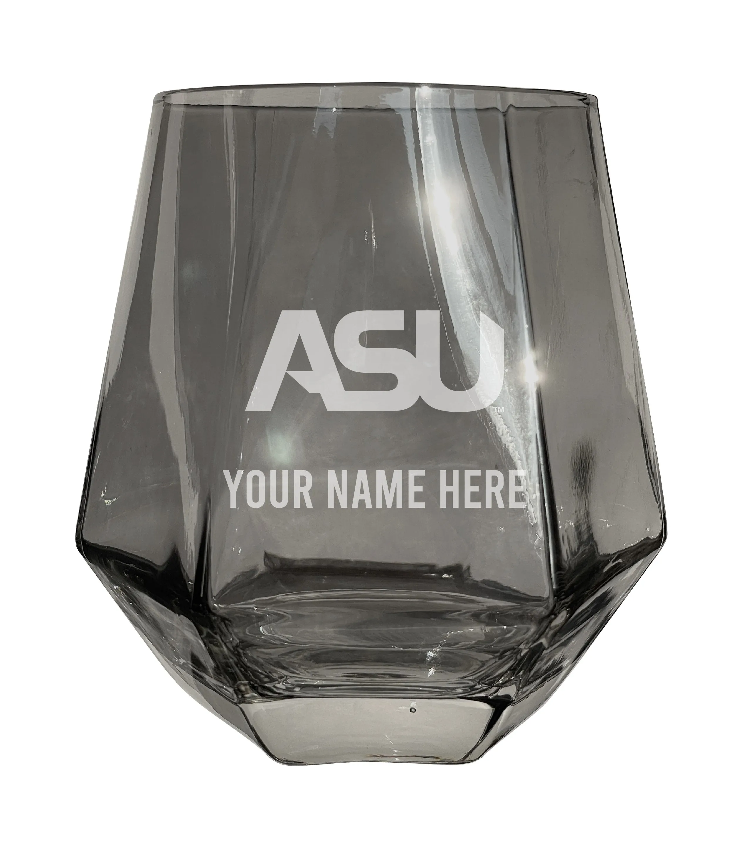 Alabama State University Customizable Stemless Diamond Wine Glass Engraved 10 oz Officially Licensed Collegiate Product