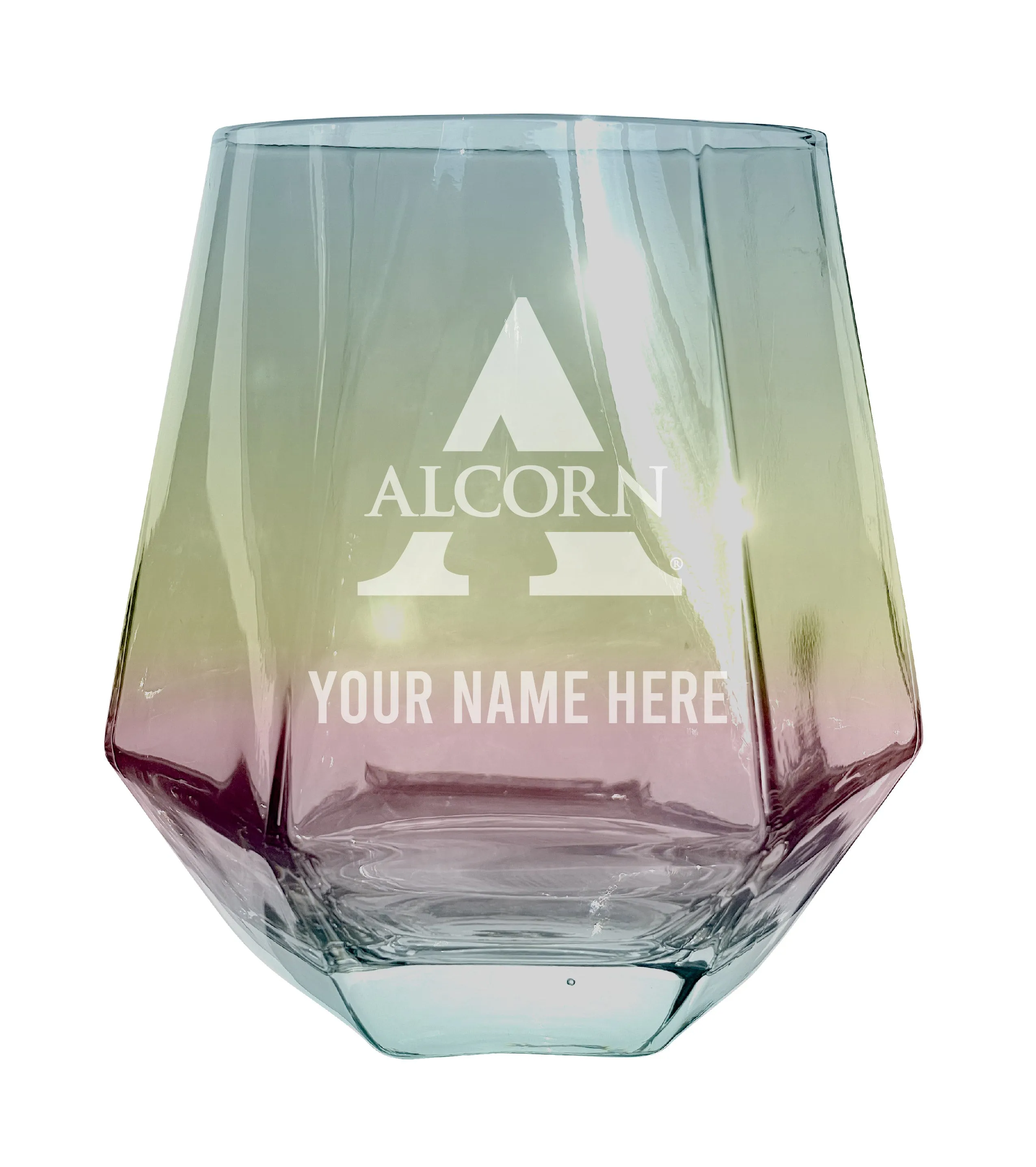 Alcorn State Braves Customizable Stemless Diamond Wine Glass Engraved 10 oz Officially Licensed Collegiate Product