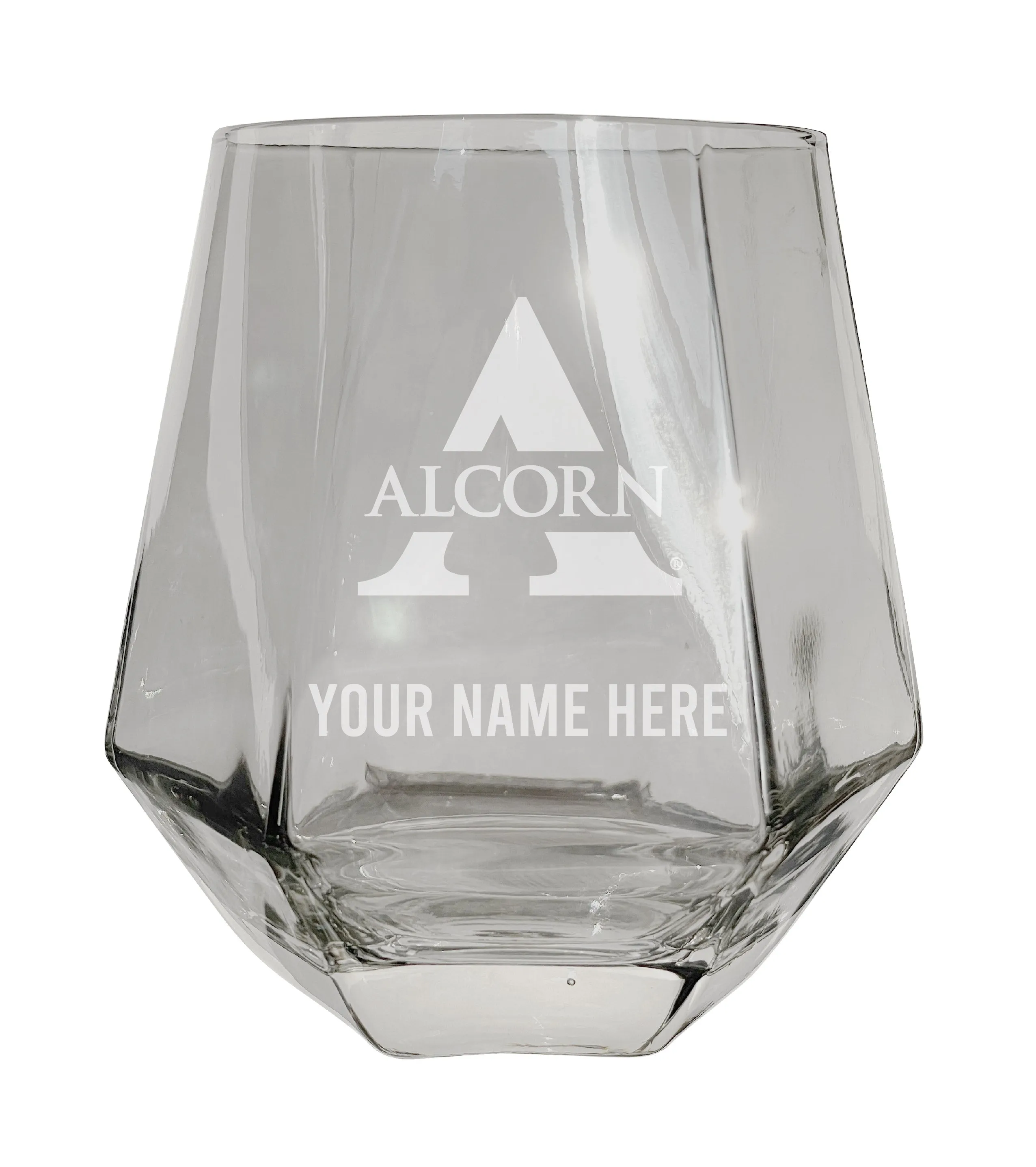 Alcorn State Braves Customizable Stemless Diamond Wine Glass Engraved 10 oz Officially Licensed Collegiate Product