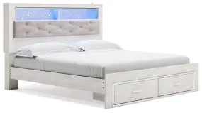 Altyra - White - King Upholstered Bookcase Bed With Storage