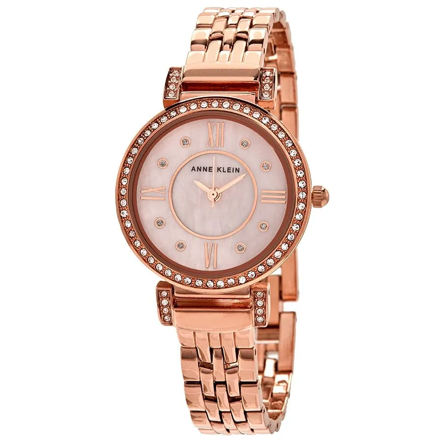 Anne Klein Blush Mother of Pearl Crystal Dial Ladies Watch Set AK/3400BHST