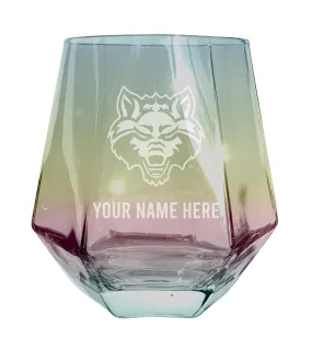 Arkansas State Customizable Stemless Diamond Wine Glass Engraved 10 oz Officially Licensed Collegiate Product