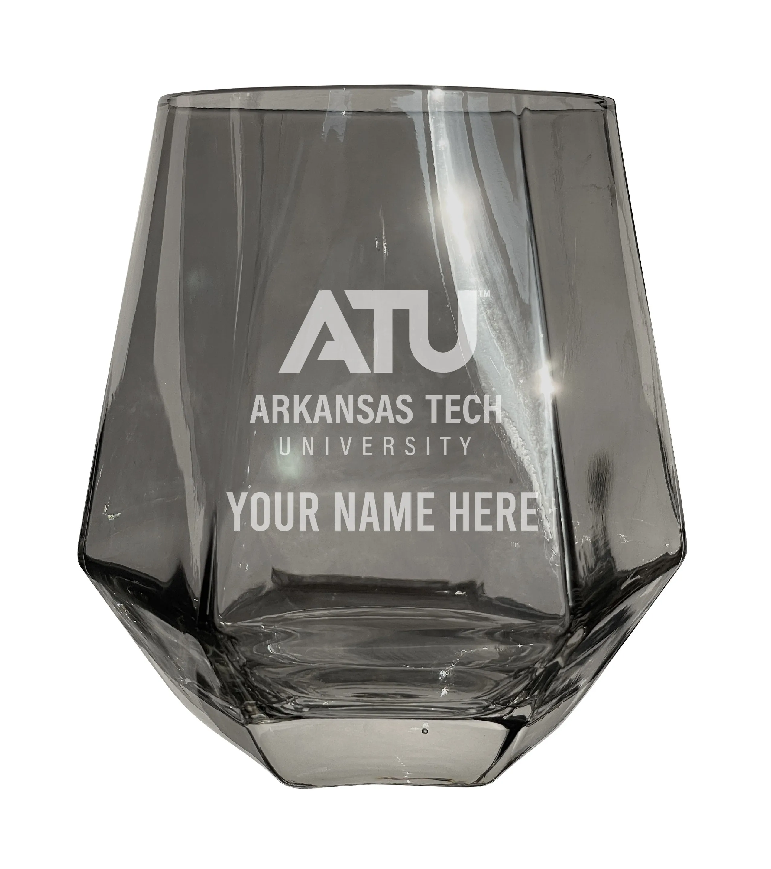 Arkansas Tech University Customizable Stemless Diamond Wine Glass Engraved 10 oz Officially Licensed Collegiate Product