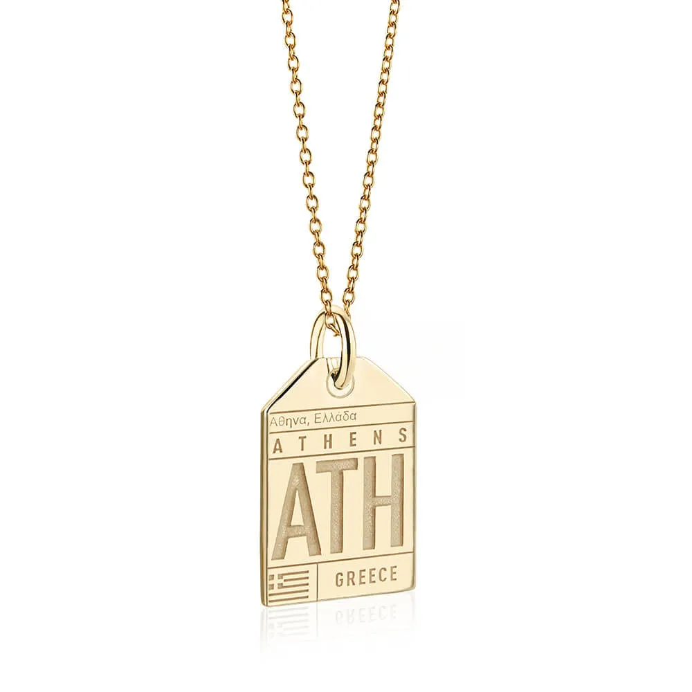 Athens Greece ATH Luggage Tag Charm Gold