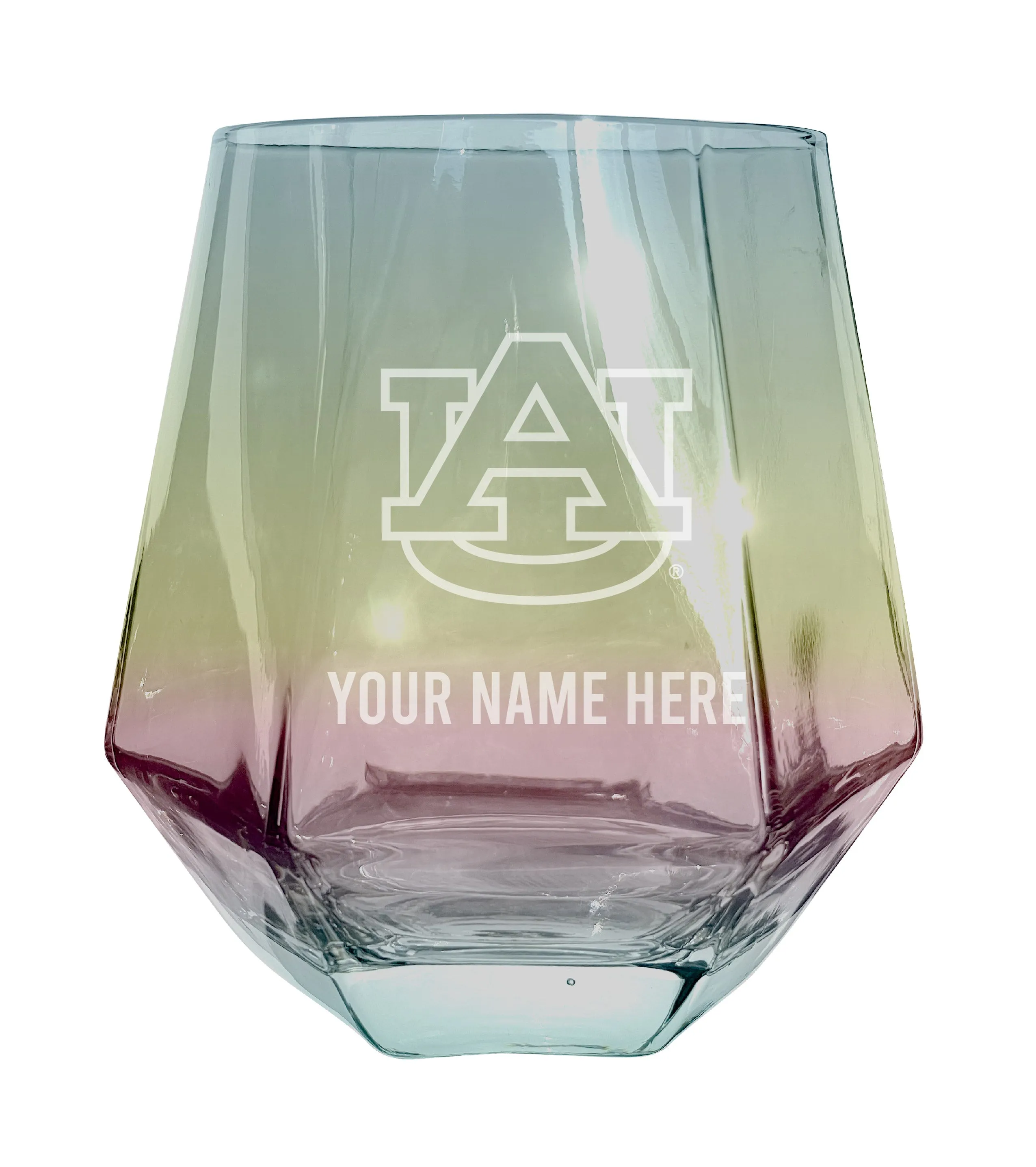 Auburn Tigers Customizable Stemless Diamond Wine Glass Engraved 10 oz Officially Licensed Collegiate Product