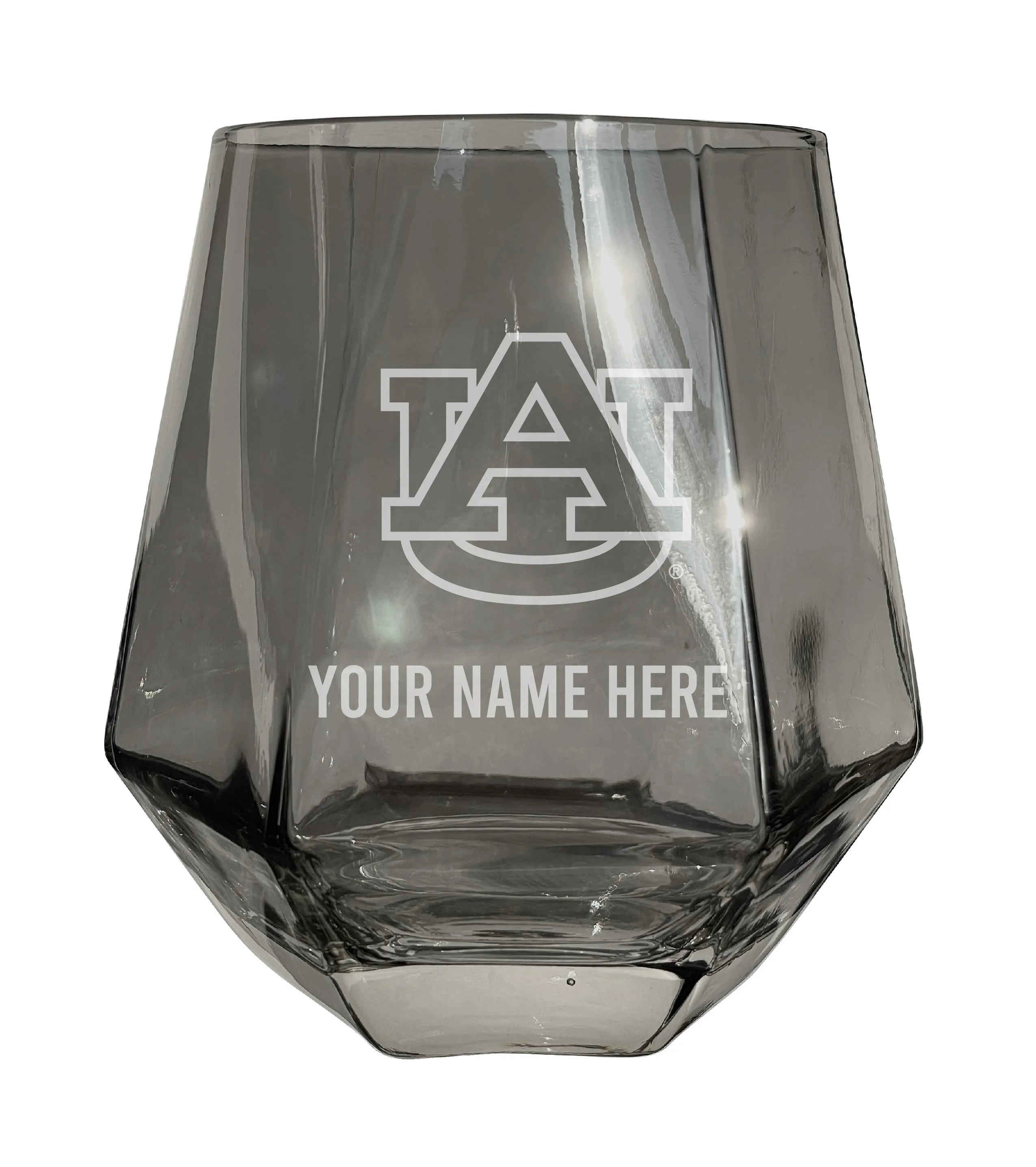 Auburn Tigers Customizable Stemless Diamond Wine Glass Engraved 10 oz Officially Licensed Collegiate Product