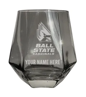 Ball State University Customizable Stemless Diamond Wine Glass Engraved 10 oz Officially Licensed Collegiate Product