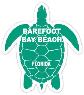 Barefoot Bay Beach Florida 4 Inch Green Turtle Shape Decal Sticker