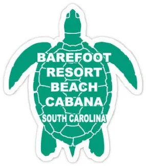 Barefoot Resort Beach Cabana South Carolina Souvenir 4 Inch Green Turtle Shape Decal Sticker