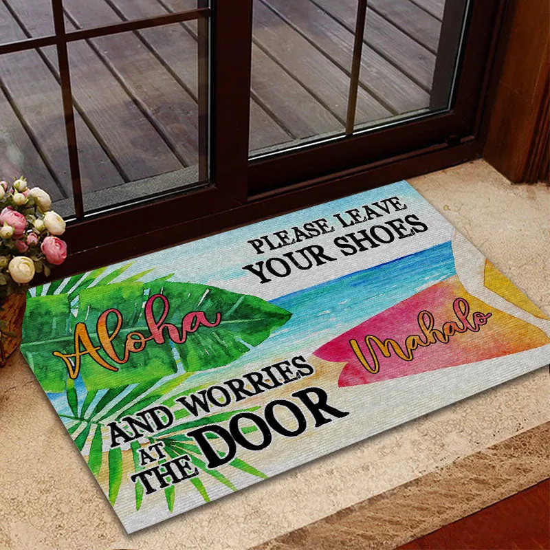 Beach Aloha Leave Your Shoes Customized Doormat