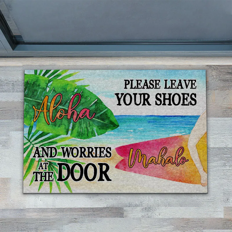 Beach Aloha Leave Your Shoes Customized Doormat