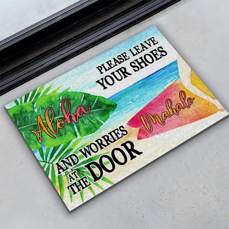 Beach Aloha Leave Your Shoes Customized Doormat