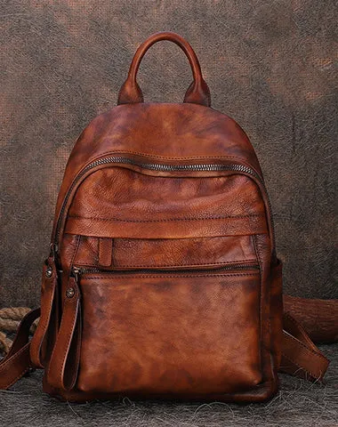 Best Vintage Black Gray Leather Rucksack Womens Vintage School Backpacks Leather Backpack Purse