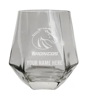 Boise State Broncos Customizable Stemless Diamond Wine Glass Engraved 10 oz Officially Licensed Collegiate Product