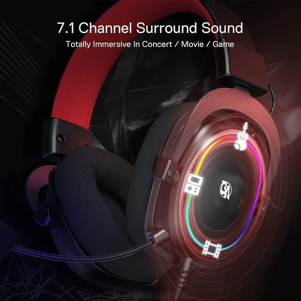 BOLT AXTION H510 Zeus-X RGB Gaming Headset - 7.1 Surround Sound, 53MM Drivers, Memory Foam Ear Pads, USB Powered for PC/PS4/NS