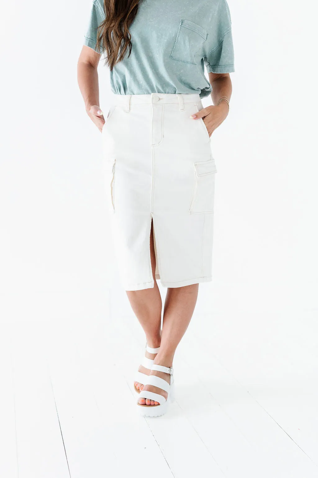 Camilla Cargo Skirt in Cream