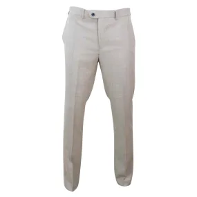 Caridi - Men's Cream Tweed Wedding Trousers