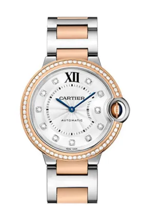 Cartier Ballon Bleu 36MM Diamond Dial Steel Rose Gold W3BB0004