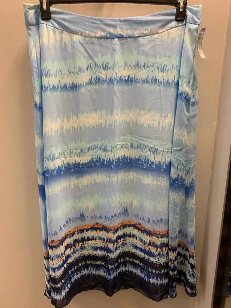 CATO PLUS SIZES Size 18W LT BLUE/NAVY/PEACH SHEER TIE DYE LONG Skirt