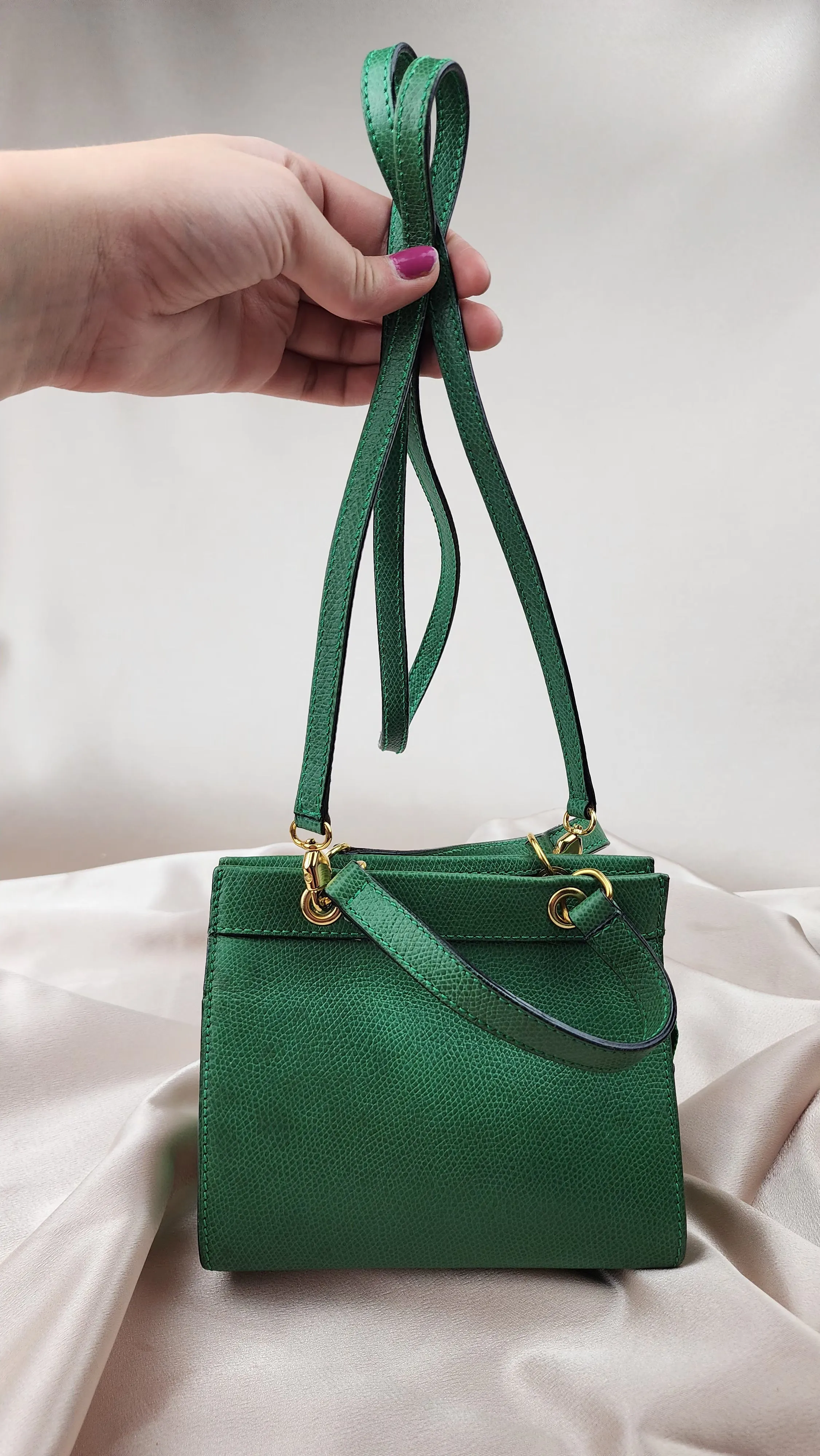 Celine Mini Green Leather 2 Way Hand Bag - 1211