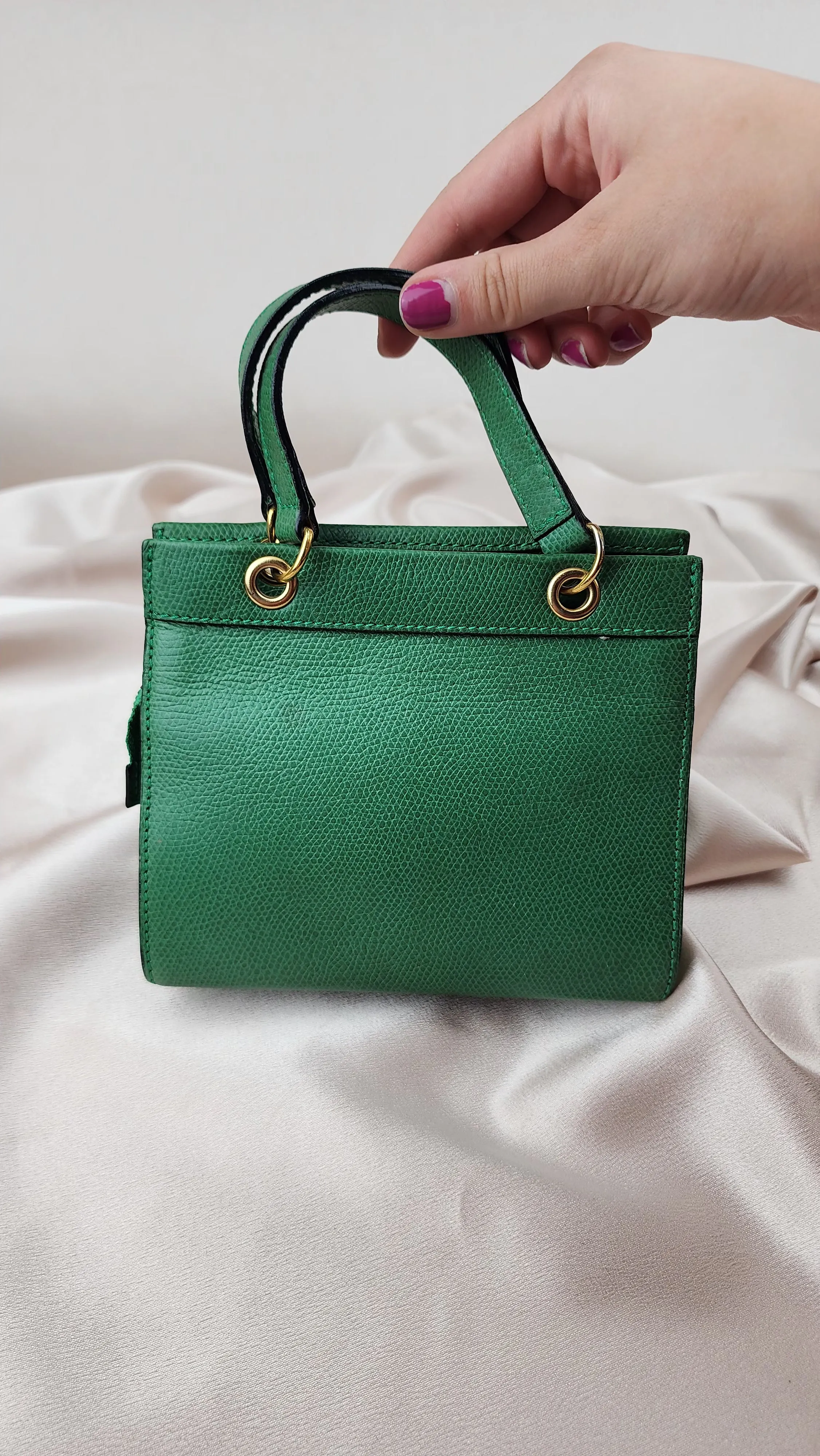 Celine Mini Green Leather 2 Way Hand Bag - 1211