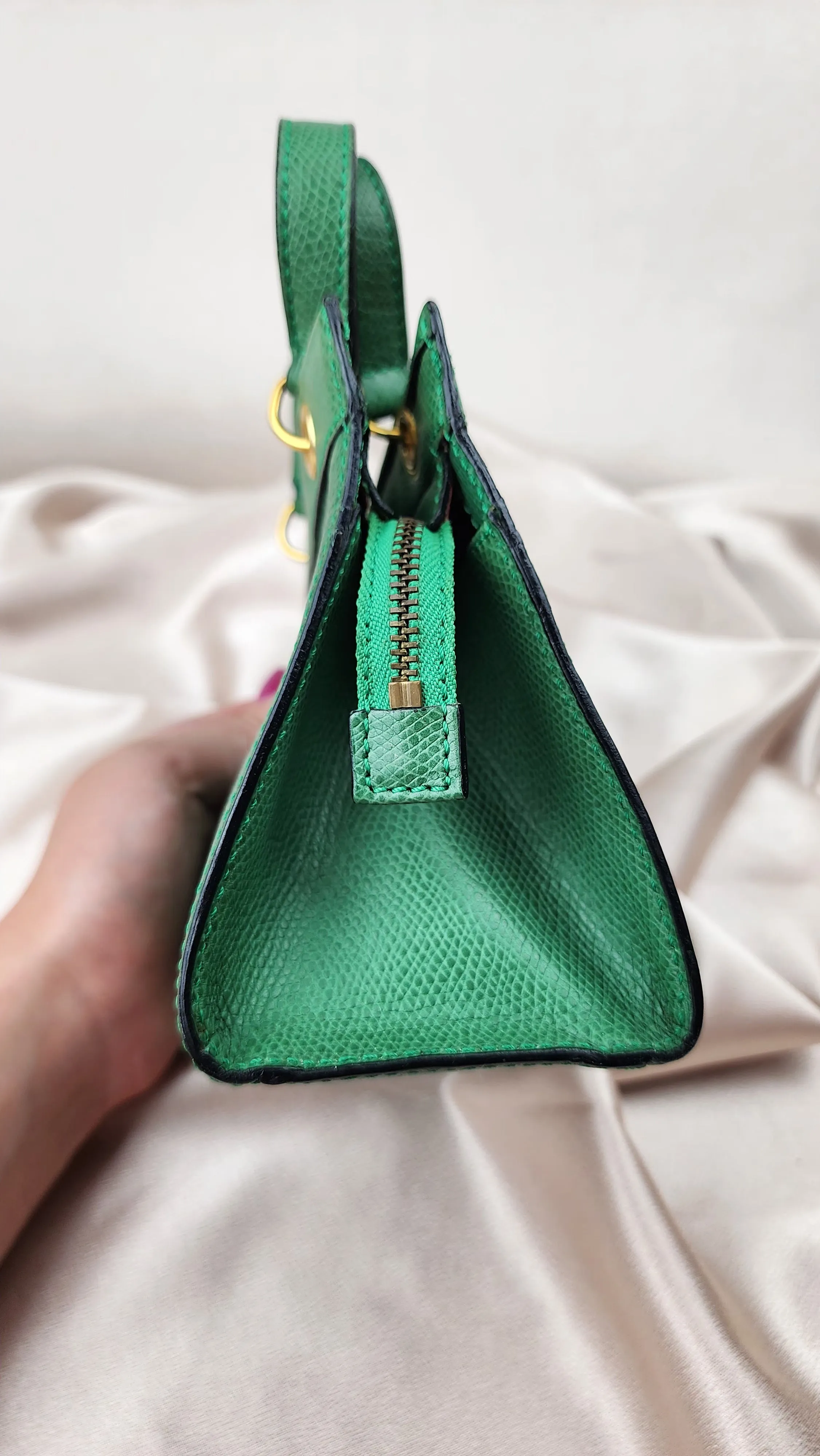 Celine Mini Green Leather 2 Way Hand Bag - 1211