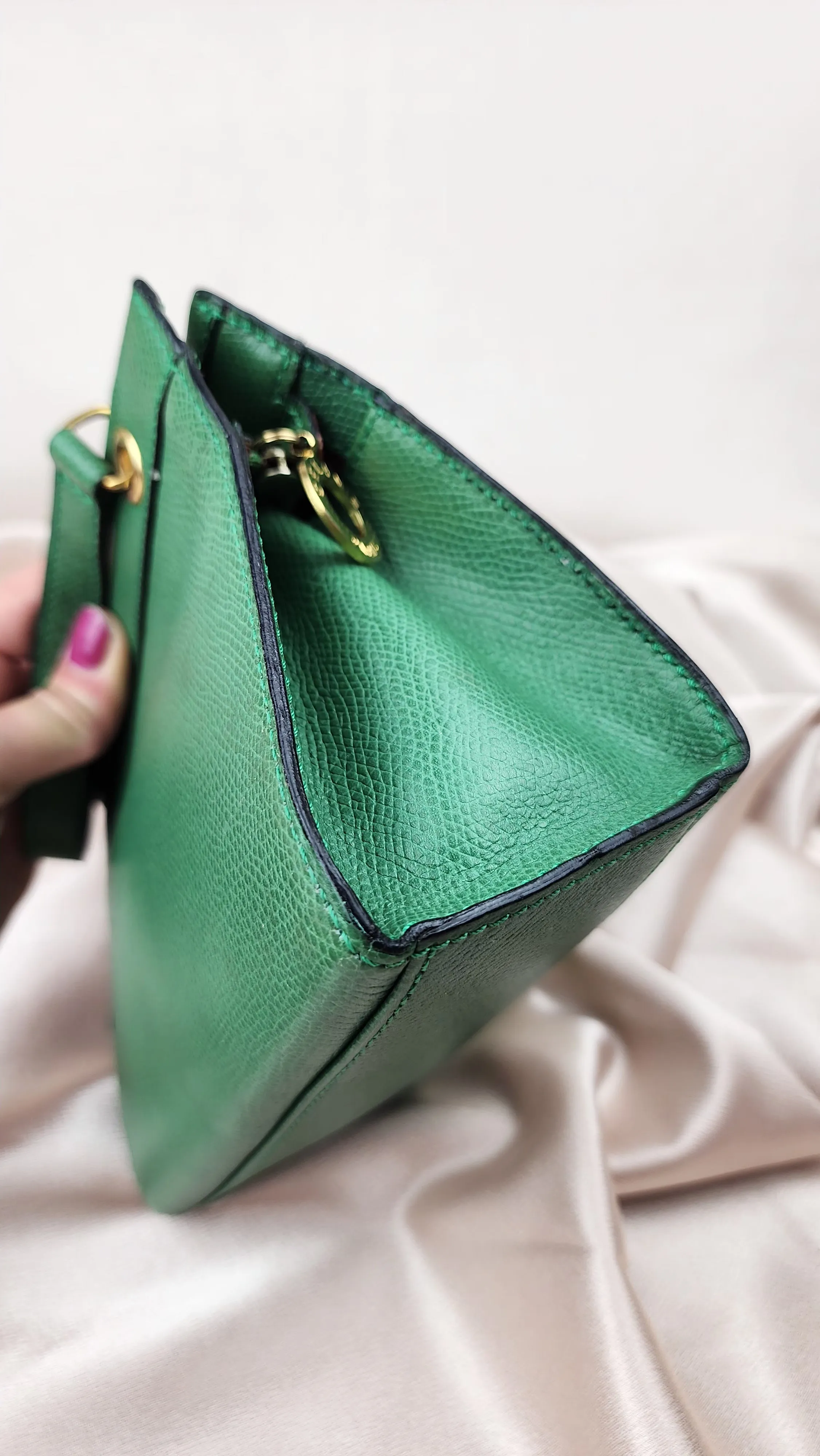 Celine Mini Green Leather 2 Way Hand Bag - 1211