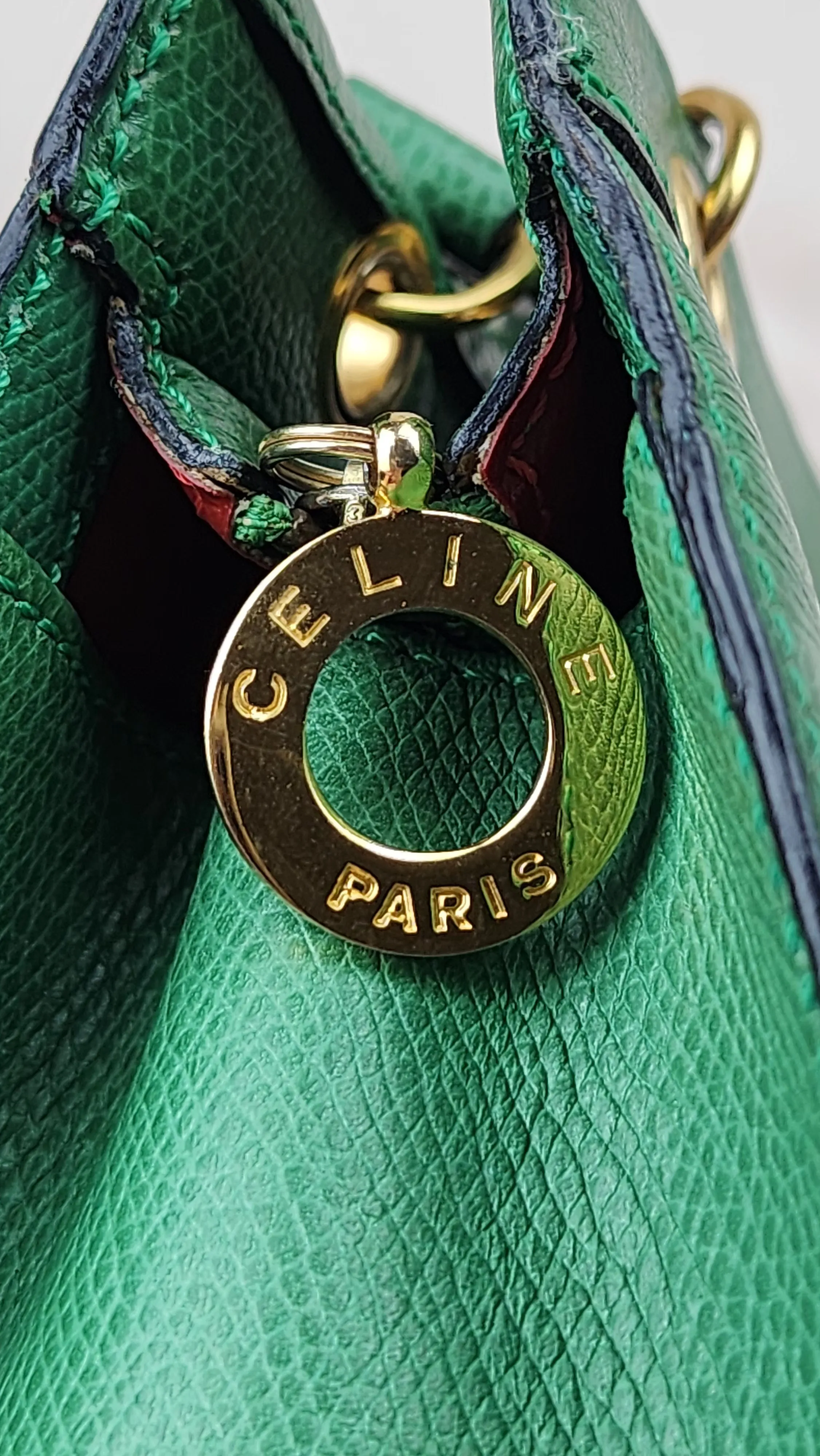 Celine Mini Green Leather 2 Way Hand Bag - 1211