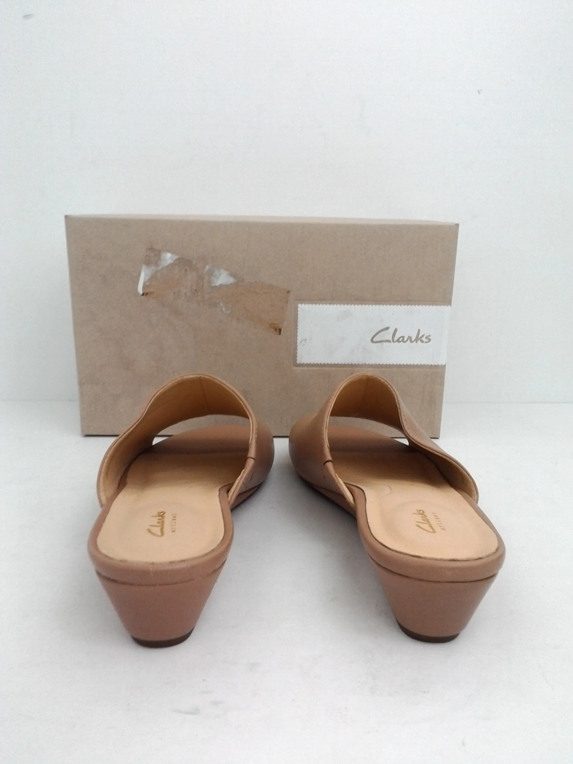 Clarks Women's Mule Leather Beige Sandal Size 7 M