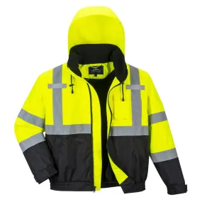 Class 3 Portwest Yellow Hi-Vis Premium 2-in-1 Bomber Jacket