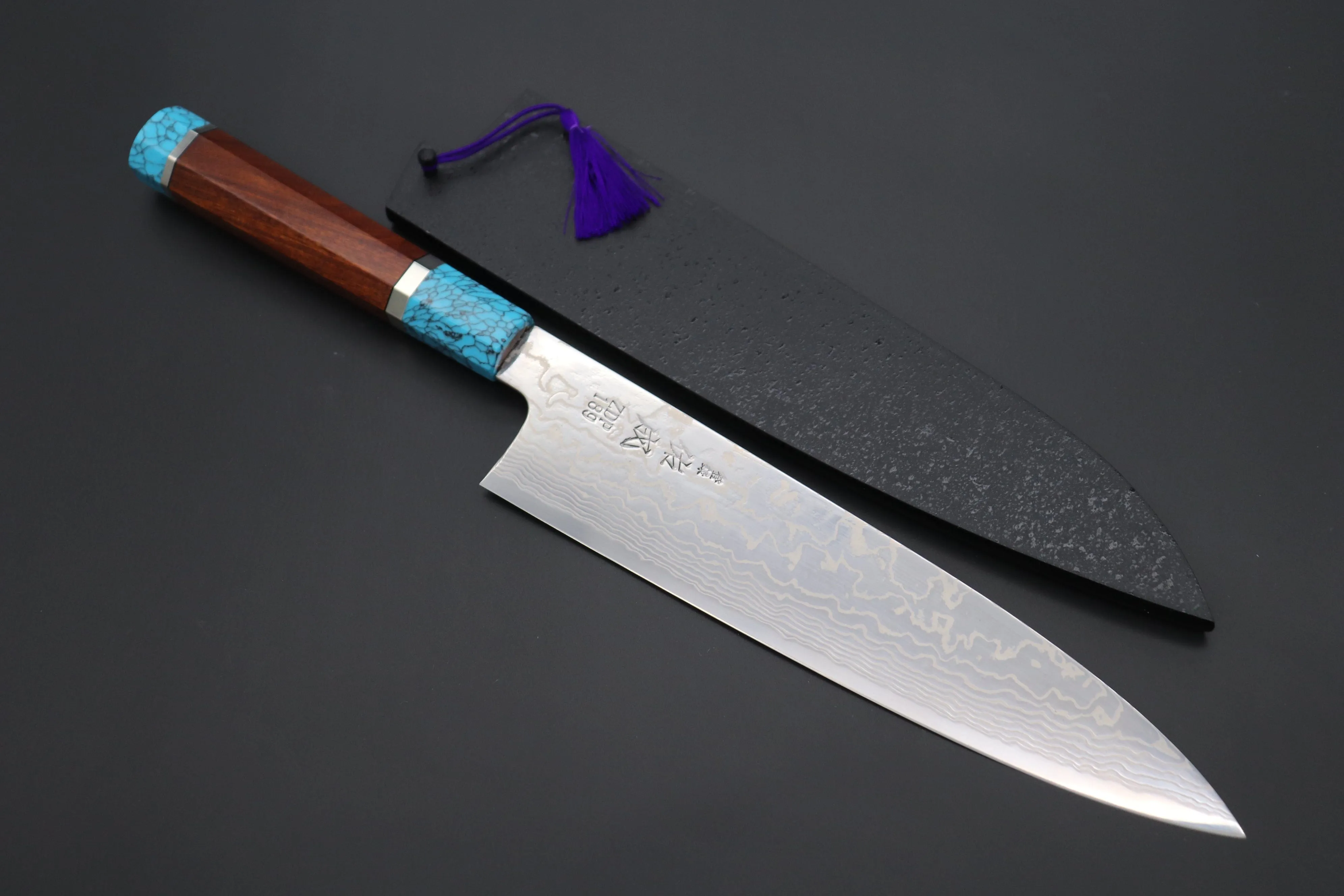 Custom Limited Edition, Sukenari ZDP-189 Nickel Damascus Wa Gyuto 240mm (9.4 inch, SCL-427)