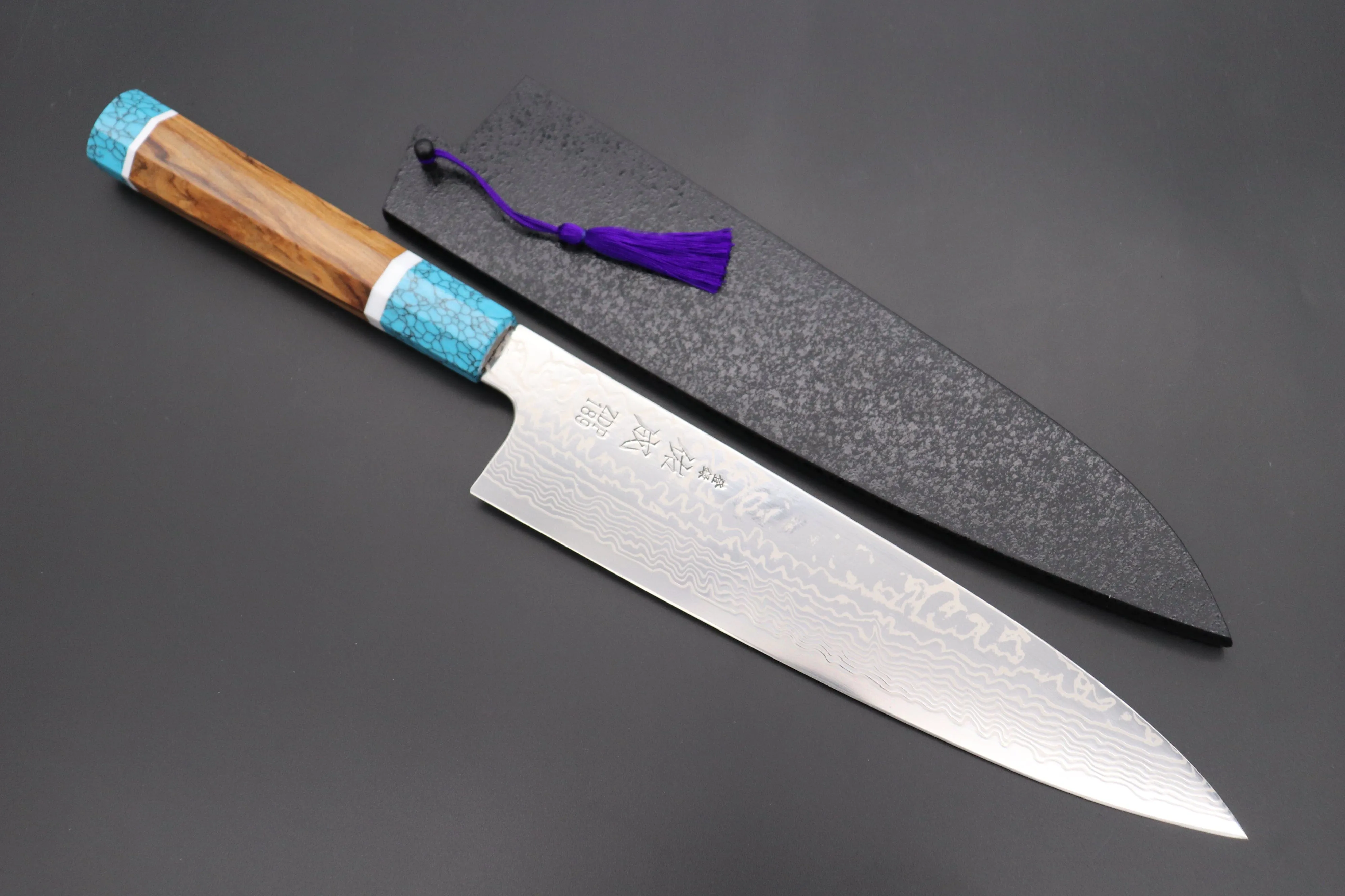 Custom Limited Edition, Sukenari ZDP-189 Nickel Damascus Wa Gyuto 240mm (9.4 inch, SCL-439)