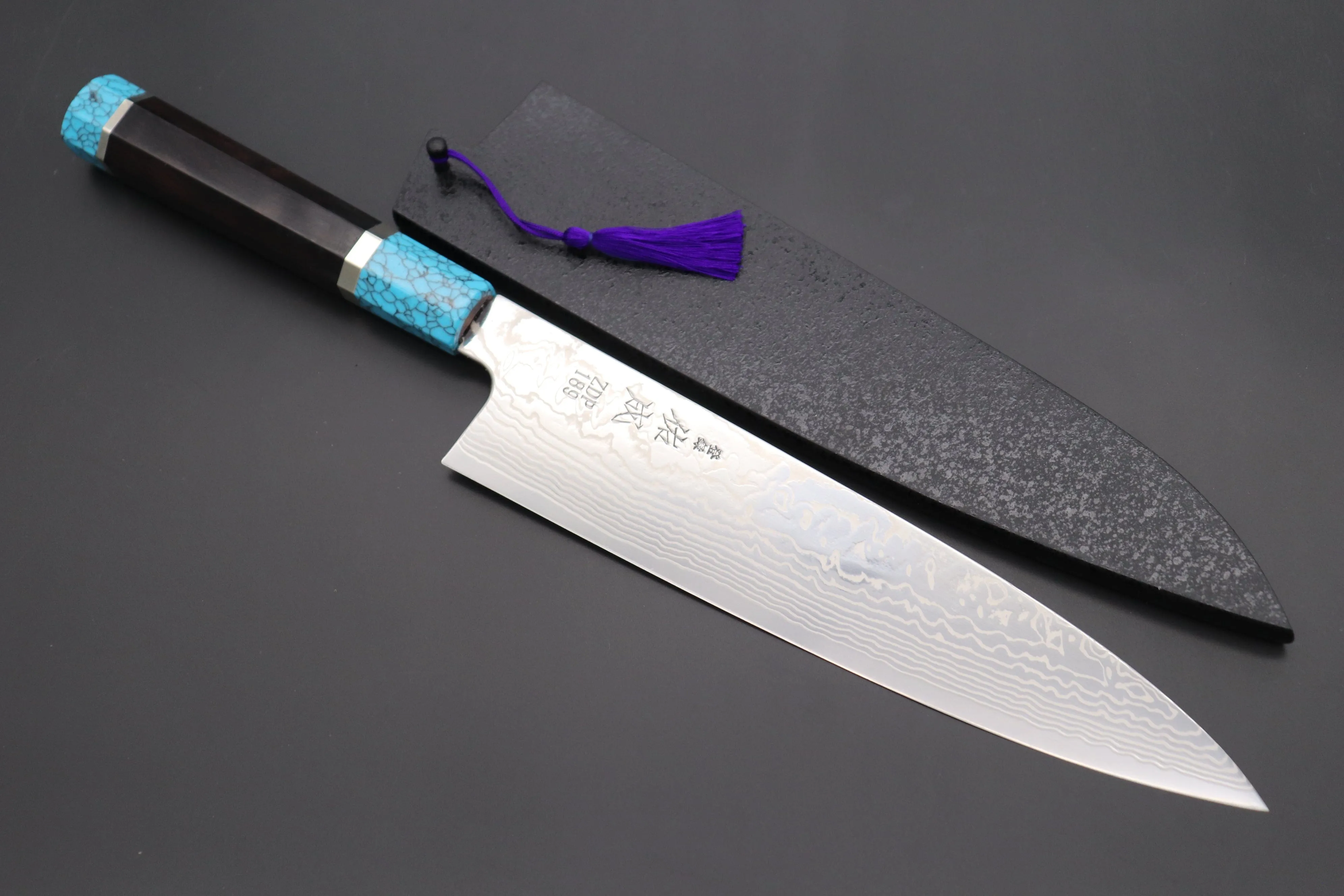 Custom Limited Edition, Sukenari ZDP-189 Nickel Damascus Wa Gyuto 240mm (9.4 inch, SCL-440)