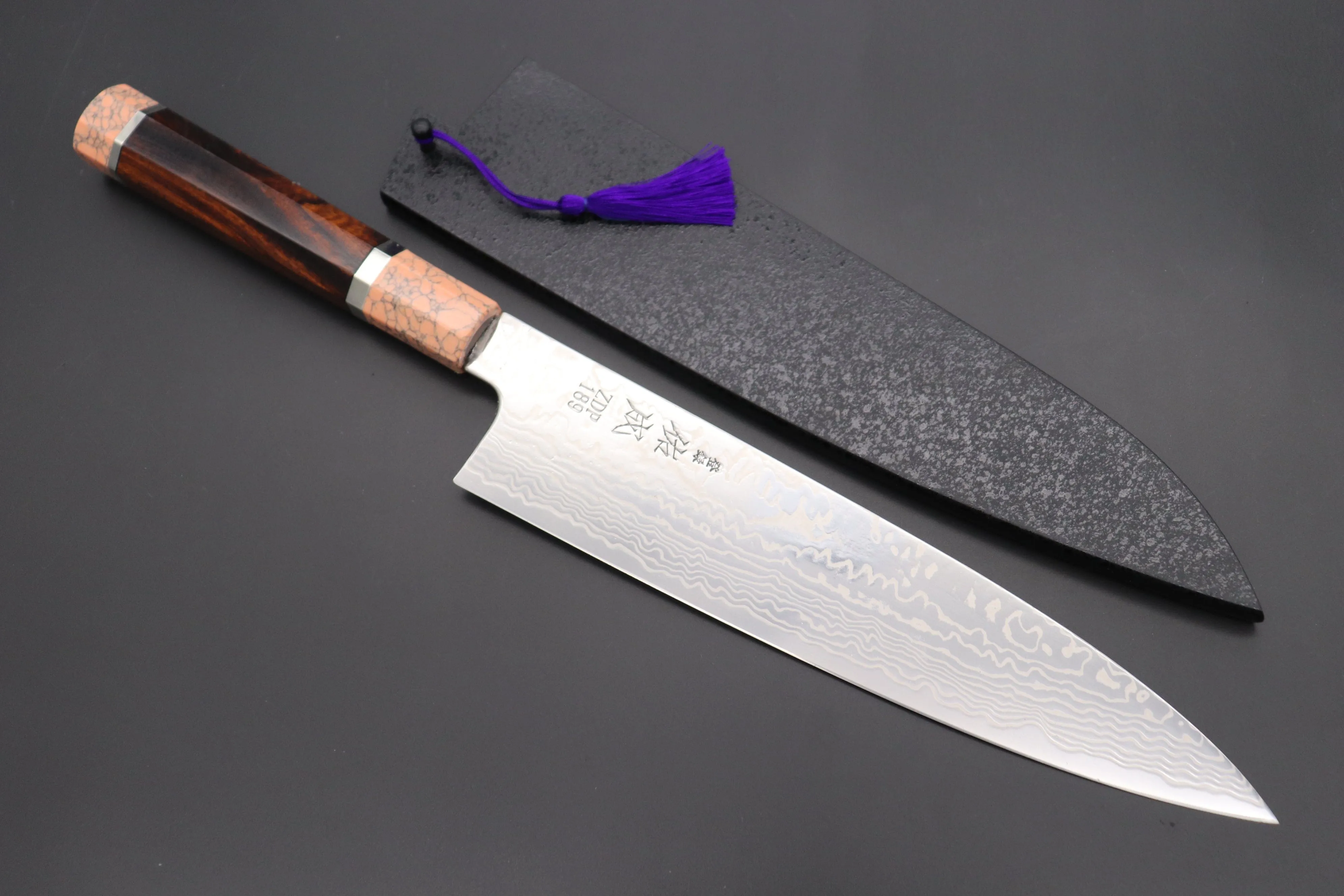 Custom Limited Edition, Sukenari ZDP-189 Nickel Damascus Wa Gyuto 240mm (9.4 inch, SCL-441)