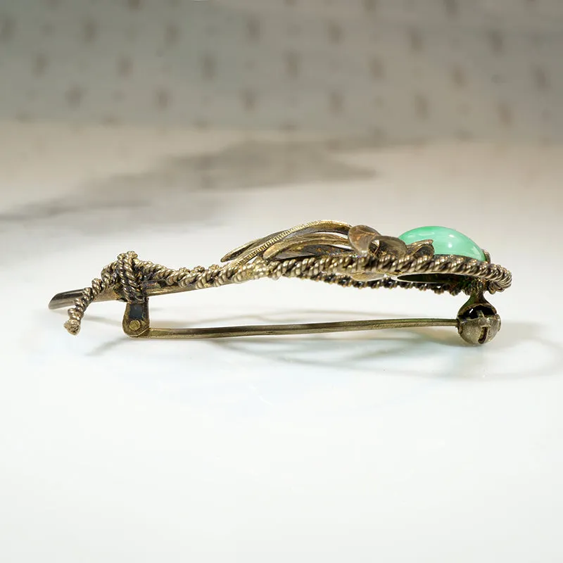 Delicate Jade & Silver Gilt Nosegay Brooch