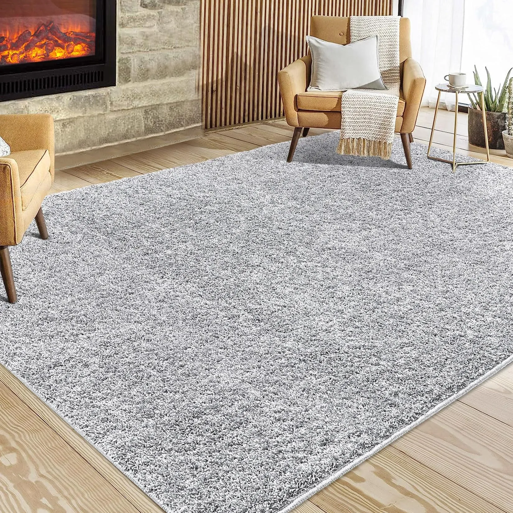 GARVEE 4x6 Rugs for Bedroom Grey Shag Rug Living Room Rugs Shaggy Office Rug Soft Plush Indoor Rugs for Dorm Solid Nursery Rug Farmhouse Floor Cover Silver Grey