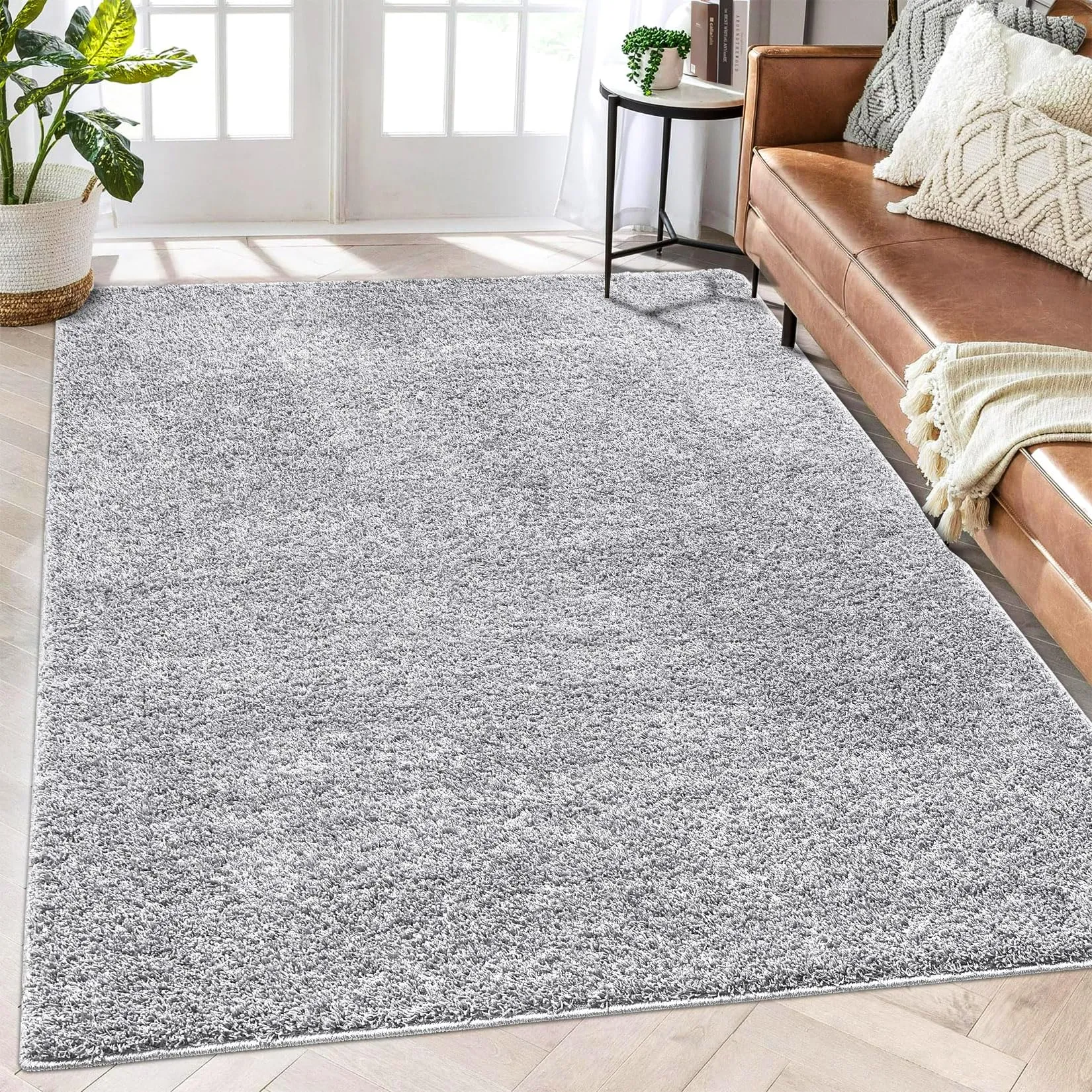 GARVEE 6x9 Rug Shag Rug for Living Room Grey Office Carpet Soft Fluffy Bedroom Rugs Shaggy Nursery Floor Cover Non Shedding Farmhouse Rug Solid Rug Silver Grey