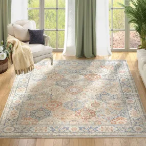 GARVEE Boho Rug 8x10 Area Rugs for Living Room Vintage Rug Turkish Grey Rug Non-Shedding Large Carpet Medallion Floral Rug for Bedroom Living Room 8x10 Floor Mat Accent Rug Large Mat, Multi